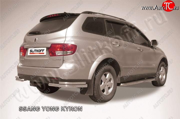 5 999 р. Уголки d57+d42 двойные  SSANGYONG Kyron (2005-2007) дорестайлинг (Цвет: серебристый)  с доставкой в г. Тамбов