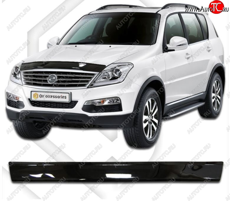 1 739 р. Дефлектор капота CA-Plastiс  SSANGYONG Rexton  Y290 (2012-2017) (Classic черный, Без надписи)  с доставкой в г. Тамбов