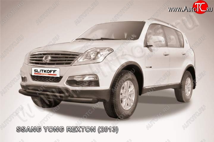 10 999 р. Защита переднего бампер Slitkoff  SSANGYONG Rexton  Y290 (2012-2017) (Цвет: серебристый)  с доставкой в г. Тамбов