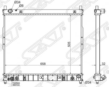 Радиатор двигателя SAT SSANGYONG (Ссан) Rexton (Рекстон)  Y200 (2001-2006) Y200