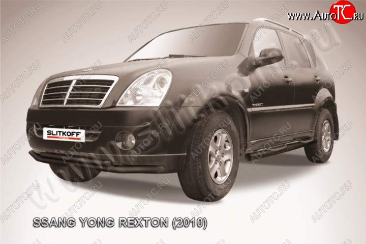 7 899 р. Защита переднего бампер Slitkoff  SSANGYONG Rexton  Y250 (2006-2012) (Цвет: серебристый)  с доставкой в г. Тамбов