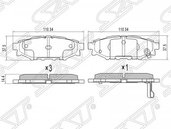 849 р. Колодки тормозные SAT (задние)  Subaru Exiga, Forester (SH,  SJ), Impreza (GE,  GH,  GJ), Legacy (BL/B13,  BL,B13,  BM/B14,  BM,B14), Outback (BP), XV (GP/G33)  с доставкой в г. Тамбов. Увеличить фотографию 1