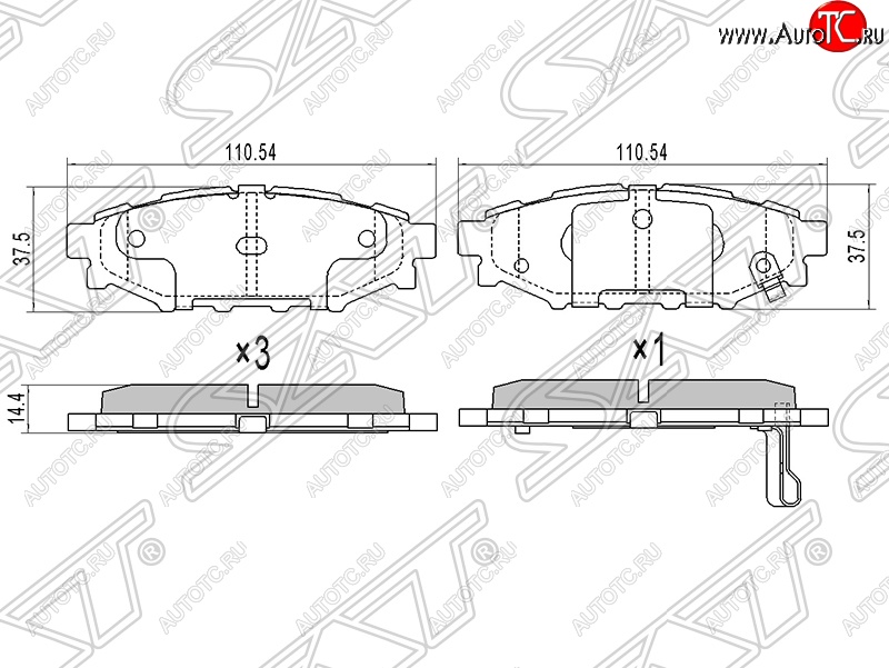 849 р. Колодки тормозные SAT (задние)  Subaru Exiga, Forester (SH,  SJ), Impreza (GE,  GH,  GJ), Legacy (BL/B13,  BL,B13,  BM/B14,  BM,B14), Outback (BP), XV (GP/G33)  с доставкой в г. Тамбов