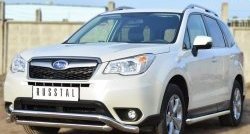 21 899 р. Защита переднего бампера (2 трубыØ63 мм, волна, нержавейка) Russtal Subaru Forester SJ дорестайлинг (2012-2016)  с доставкой в г. Тамбов. Увеличить фотографию 4