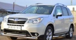 20 349 р. Защита переднего бампера (2 трубыØ76 и 63 мм, нержавейка) Russtal Subaru Forester SJ дорестайлинг (2012-2016)  с доставкой в г. Тамбов. Увеличить фотографию 2