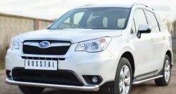 Одинарная защита переднего бампера диаметром 76 мм Russtal Subaru Forester SJ дорестайлинг (2012-2016)