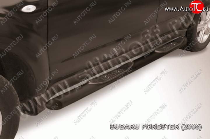 10 749 р. Защита порогов Slitkoff Subaru Forester SH (2008-2013) (Цвет: серебристый)  с доставкой в г. Тамбов