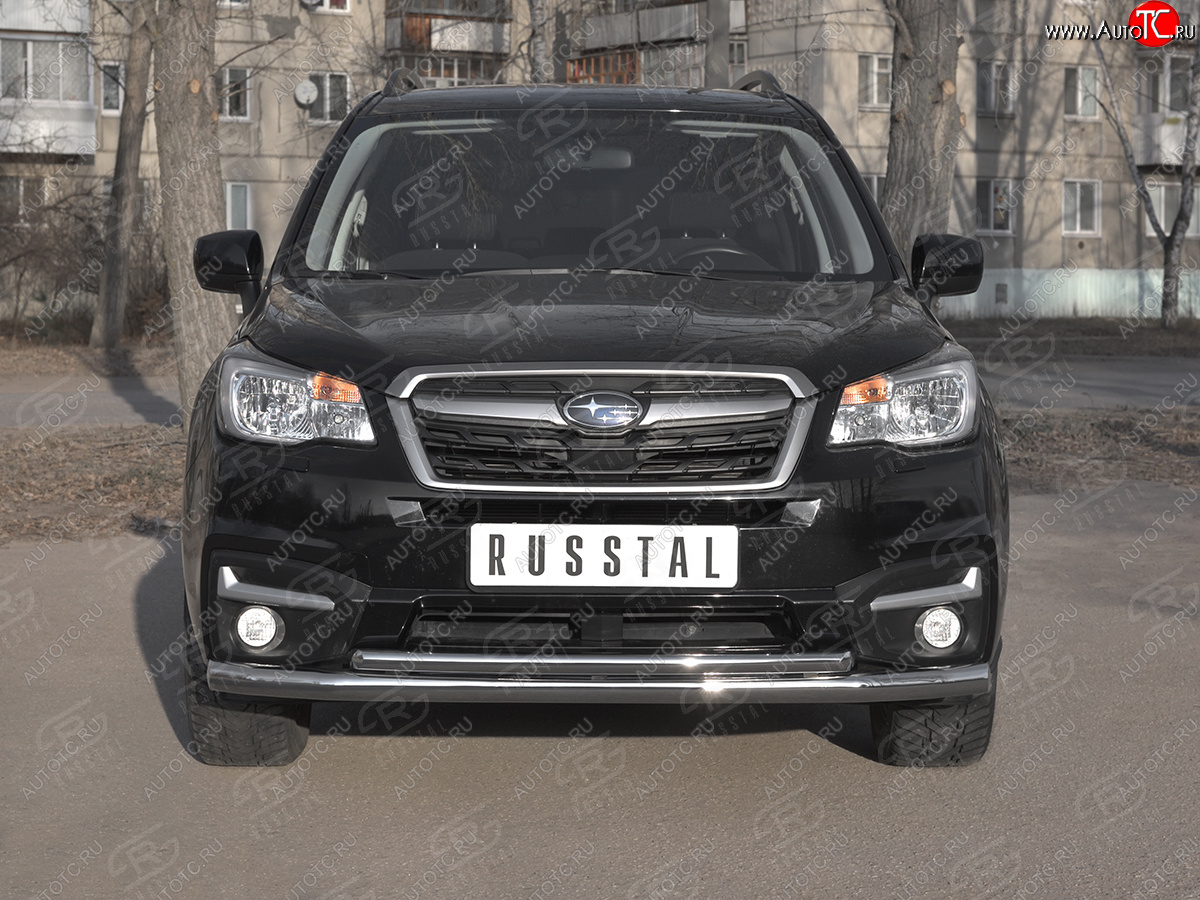 21 299 р. Защита переднего бампера SLITKOFF d63 секции-d42 дуга  Subaru Forester  SJ (2016-2019) рестайлинг  с доставкой в г. Тамбов