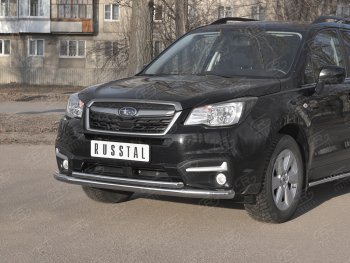 21 299 р. Защита переднего бампера SLITKOFF d63 секции-d42 дуга  Subaru Forester  SJ (2016-2019) рестайлинг  с доставкой в г. Тамбов. Увеличить фотографию 2