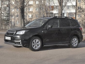 21 299 р. Защита переднего бампера SLITKOFF d63 секции-d42 дуга  Subaru Forester  SJ (2016-2019) рестайлинг  с доставкой в г. Тамбов. Увеличить фотографию 3