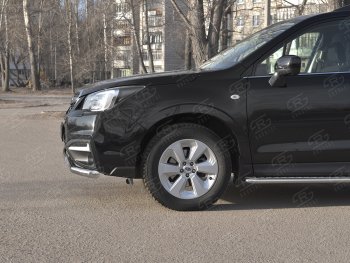 13 999 р. Защита переднего бампера (2 трубы Ø63 и 75х42 мм, нержавейка) Russtal Subaru Forester SJ рестайлинг (2016-2019)  с доставкой в г. Тамбов. Увеличить фотографию 3