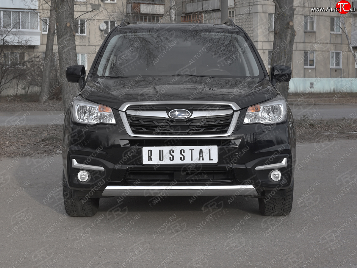 15 649 р. Защита переднего бампера (Ø75x42 мм, нержавейка) Russtal Subaru Forester SJ рестайлинг (2016-2019)  с доставкой в г. Тамбов