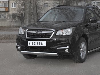 15 649 р. Защита переднего бампера (Ø75x42 мм, нержавейка) Russtal Subaru Forester SJ рестайлинг (2016-2019)  с доставкой в г. Тамбов. Увеличить фотографию 2