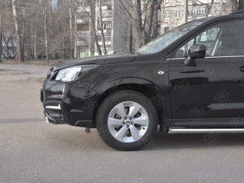 15 649 р. Защита переднего бампера (Ø75x42 мм, нержавейка) Russtal Subaru Forester SJ рестайлинг (2016-2019)  с доставкой в г. Тамбов. Увеличить фотографию 3