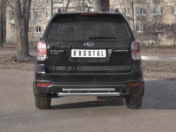 13 999 р. Защита заднего бампера (2 трубы Ø63 и 42 мм, нержавейка) Russtal Subaru Forester SJ рестайлинг (2016-2019)  с доставкой в г. Тамбов. Увеличить фотографию 1