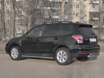 13 999 р. Защита заднего бампера (2 трубы Ø63 и 42 мм, нержавейка) Russtal  Subaru Forester  SJ (2016-2019) рестайлинг  с доставкой в г. Тамбов. Увеличить фотографию 3