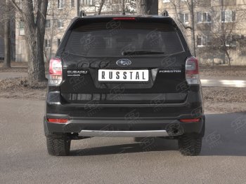 9 999 р. Защита заднего бампера (Ø75х42 мм, нержавейка) Russtal Subaru Forester SJ рестайлинг (2016-2019)  с доставкой в г. Тамбов. Увеличить фотографию 1