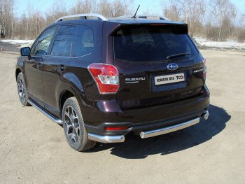 20 899 р. Защита заднего бампера (уголки овальные) ТСС 75х42 мм Subaru Forester SJ рестайлинг (2016-2019) (короткие, под брызговики)  с доставкой в г. Тамбов. Увеличить фотографию 1