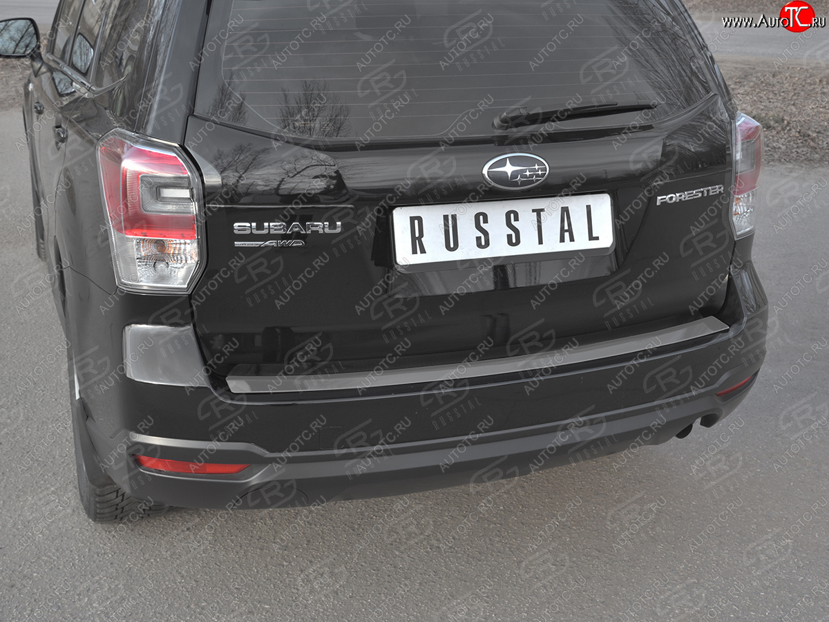 2 599 р. Защитная накладка заднего бампера на Russtal Subaru Forester SJ рестайлинг (2016-2019) (Нержавейка полированная)  с доставкой в г. Тамбов