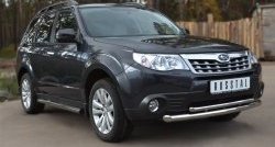 23 499 р. Защита переднего бампера (2 трубыØ63 и 42 мм, нержавейка) SLITKOFF Subaru Forester SH (2008-2013)  с доставкой в г. Тамбов. Увеличить фотографию 2