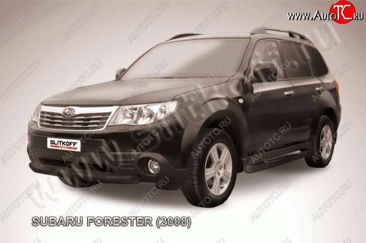 8 199 р. Защита переднего бампер Slitkoff Subaru Forester SH (2008-2013) (Цвет: серебристый)  с доставкой в г. Тамбов