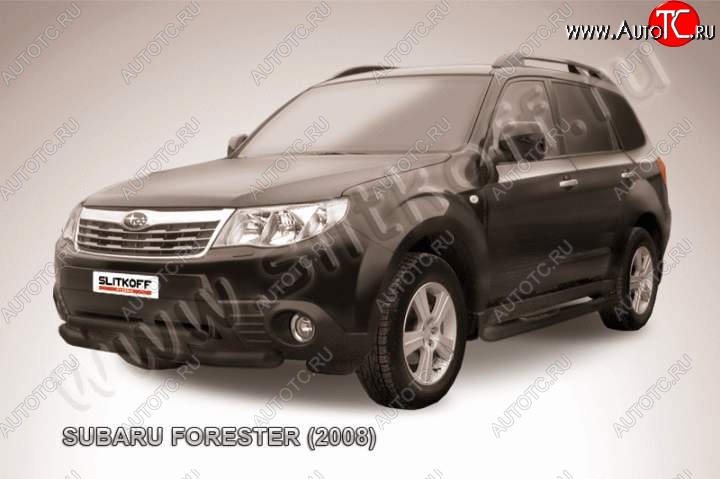 9 949 р. Защита переднего бампер Slitkoff Subaru Forester SH (2008-2013) (Цвет: серебристый)  с доставкой в г. Тамбов