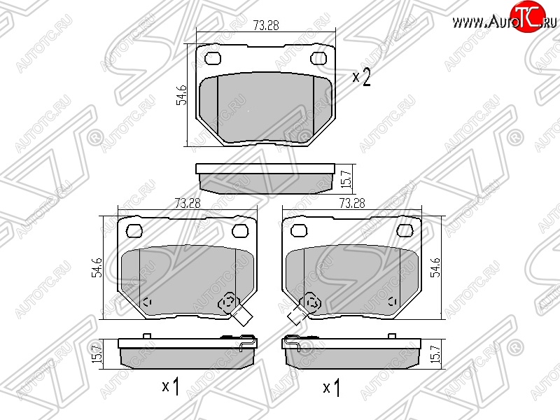 1 079 р. Колодки тормозные SAT (задние)  Subaru Impreza ( GD,  GG) (2000-2007) седан дорестайлинг, хэтчбэк дорестайлинг, седан 1-ый рестайлинг, хэтчбэк 1-ый рестайлинг, седан 2-ой рестайлинг, хэтчбэк 2-ой рестайлинг  с доставкой в г. Тамбов