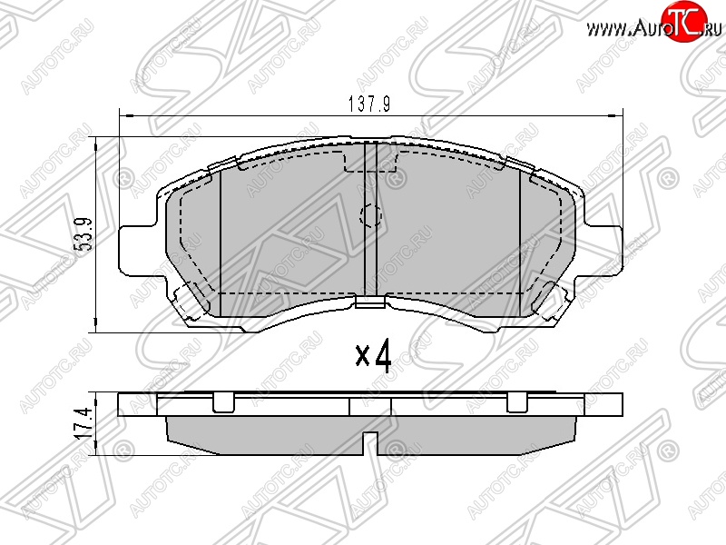 1 299 р. Колодки тормозные SAT (передние)  Subaru Impreza ( GC,  GD) - Outback ( BH/BE12,  BP)  с доставкой в г. Тамбов