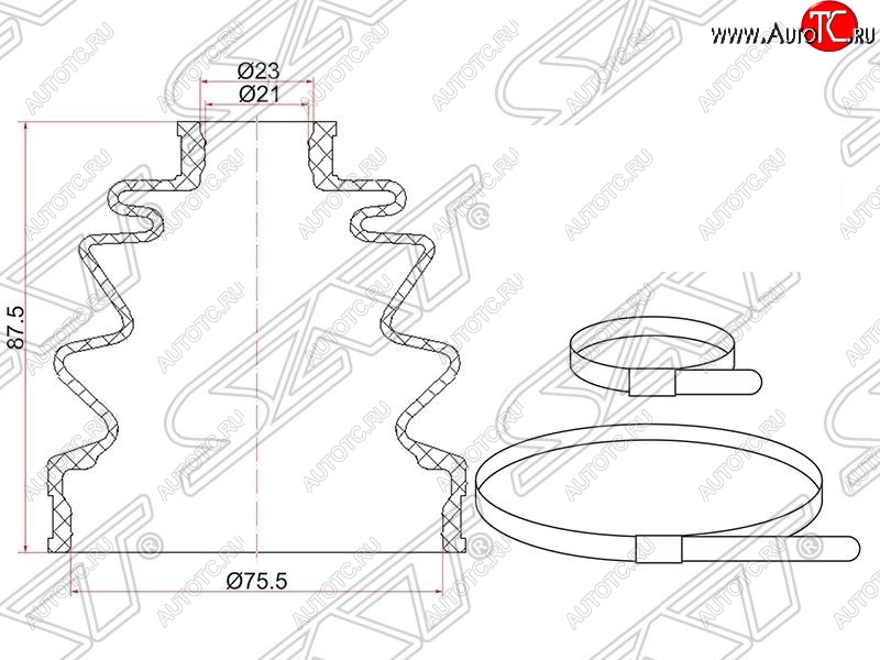 369 р. Пыльник ШРУСа (наружный) SAT  Subaru Impreza  GC (1992-2000), Suzuki Grand Vitara ( FTB03 3 двери,  3TD62, TL52 5 дверей) (1997-2005)  с доставкой в г. Тамбов