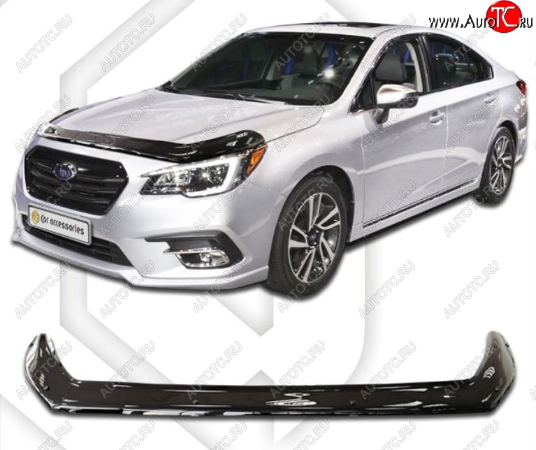 2 899 р. Дефлектор капота CA-Plastiс exclusive Subaru Legacy BN/B15 рестайлинг седан (2017-2024) (Classic черный, Без надписи)  с доставкой в г. Тамбов