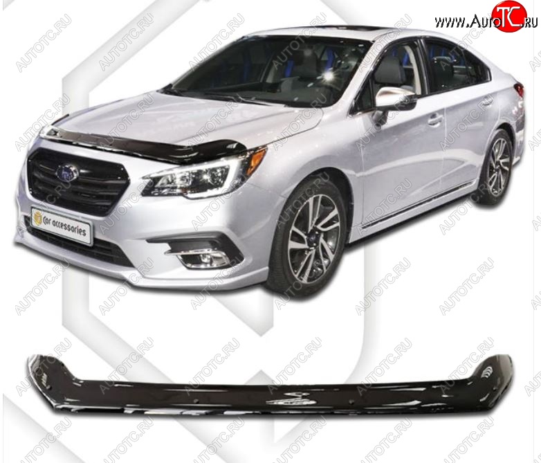 2 069 р. Дефлектор капота CA-Plastiс  Subaru Legacy  BN/B15 (2017-2024) рестайлинг седан (Classic черный, Без надписи)  с доставкой в г. Тамбов