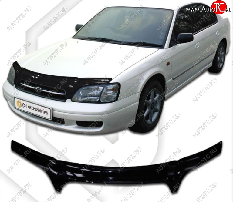 2 199 р. Дефлектор капота (BE5, BE9, BEE) CA-Plastiс Subaru Legacy BH/BE12 универсал (1998-2003) (Classic черный, Без надписи)  с доставкой в г. Тамбов