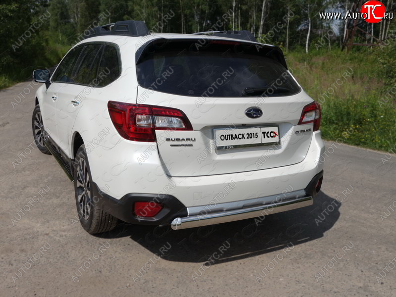 15 899 р. Защита заднего бампера (овальная) ТСС (нержавейка d 75х42 мм) Subaru Outback BS/B15 дорестайлинг универсал (2014-2018)  с доставкой в г. Тамбов