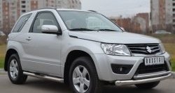 16 699 р. Защита переднего бампера (2 трубыØ76 и 42 мм, нержавейка) SLITKOFF Suzuki Grand Vitara JT 3 двери 2-ой рестайлинг (2012-2016)  с доставкой в г. Тамбов. Увеличить фотографию 2