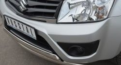 22 299 р. Защита переднего бампера (2 трубыØ75х42 мм, нержавейка) Russtal Suzuki Grand Vitara JT 3 двери 2-ой рестайлинг (2012-2016)  с доставкой в г. Тамбов. Увеличить фотографию 3