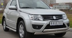 22 299 р. Защита переднего бампера (2 трубыØ75х42 мм, нержавейка) Russtal Suzuki Grand Vitara JT 3 двери 2-ой рестайлинг (2012-2016)  с доставкой в г. Тамбов. Увеличить фотографию 4