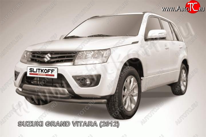 7 249 р. Защита переднего бампер Slitkoff Suzuki Grand Vitara JT 5 дверей 2-ой рестайлинг (2012-2016) (Цвет: серебристый)  с доставкой в г. Тамбов