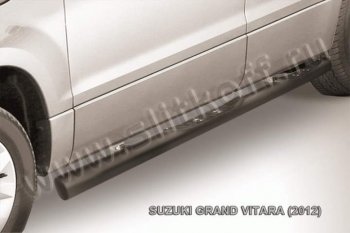 10 749 р. Защита порогов Slitkoff Suzuki Grand Vitara JT 5 дверей 2-ой рестайлинг (2012-2016) (Цвет: серебристый)  с доставкой в г. Тамбов. Увеличить фотографию 1