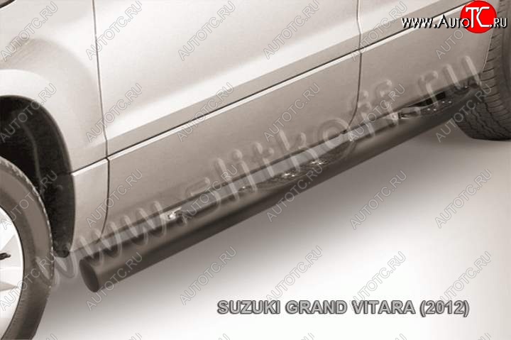 10 749 р. Защита порогов Slitkoff Suzuki Grand Vitara JT 5 дверей 2-ой рестайлинг (2012-2016) (Цвет: серебристый)  с доставкой в г. Тамбов