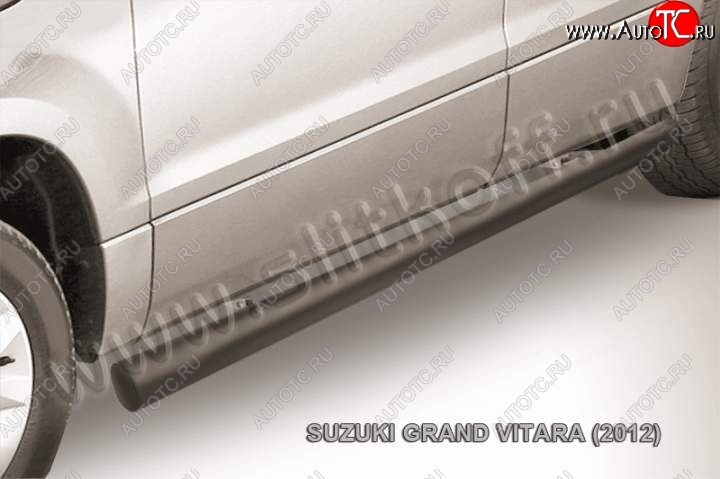 9 199 р. Защита порогов Slitkoff Suzuki Grand Vitara JT 5 дверей 2-ой рестайлинг (2012-2016) (Цвет: серебристый)  с доставкой в г. Тамбов