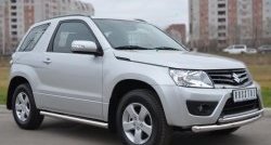 14 849 р. Защита порогов из круглой трубы диаметром 63 мм (3 дв.) Russtal Suzuki Grand Vitara JT 3 двери 2-ой рестайлинг (2012-2016) (Защита порогов с со скосами на торцах (вариант 1))  с доставкой в г. Тамбов. Увеличить фотографию 3