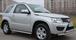 14 849 р. Защита порогов из круглой трубы диаметром 63 мм (3 дв.) Russtal Suzuki Grand Vitara JT 3 двери 2-ой рестайлинг (2012-2016) (Защита порогов с со скосами на торцах (вариант 1))  с доставкой в г. Тамбов. Увеличить фотографию 5