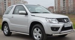 14 849 р. Защита порогов из круглой трубы диаметром 63 мм (3 дв.) Russtal Suzuki Grand Vitara JT 3 двери 2-ой рестайлинг (2012-2016) (Защита порогов с со скосами на торцах (вариант 1))  с доставкой в г. Тамбов. Увеличить фотографию 9