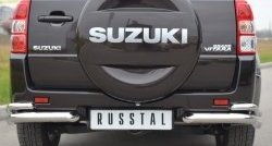 Защита заднего бампера (Ø63 и 42 мм, нержавейка) SLITKOFF Suzuki (Сузуки) Grand Vitara (Гран)  JT 5 дверей (2012-2016) JT 5 дверей 2-ой рестайлинг