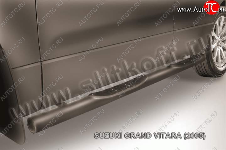 10 749 р. Защита порогов Slitkoff Suzuki Grand Vitara JT 5 дверей дорестайлинг (2005-2008) (Цвет: серебристый)  с доставкой в г. Тамбов