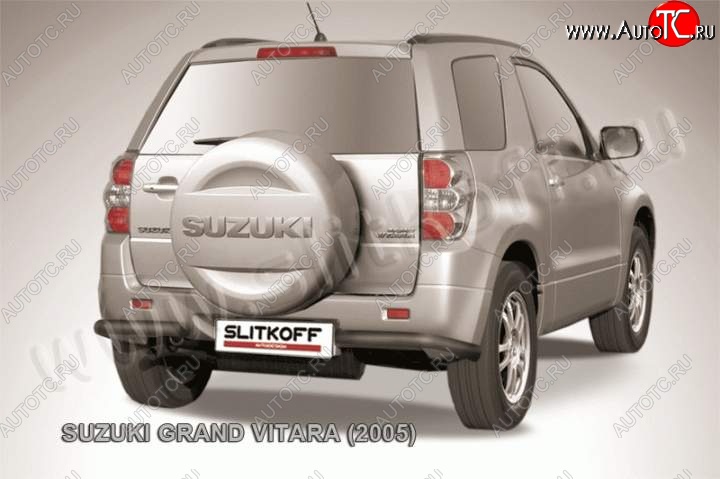 4 549 р. Защита заднего бампера (уголки d57) Slitkoff  Suzuki Grand Vitara  JT 3 двери (2005-2008) дорестайлинг (Цвет: серебристый)  с доставкой в г. Тамбов