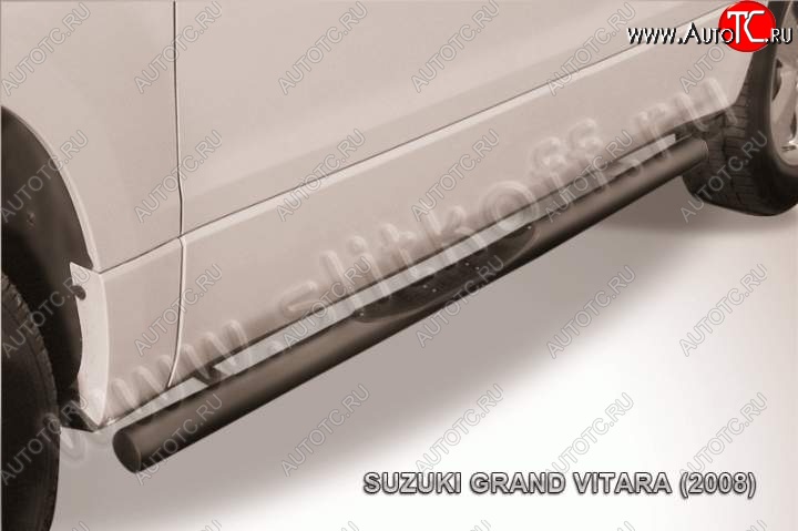 10 749 р. Защита порогов Slitkoff  Suzuki Grand Vitara  JT 3 двери (2005-2008) дорестайлинг (Цвет: серебристый)  с доставкой в г. Тамбов