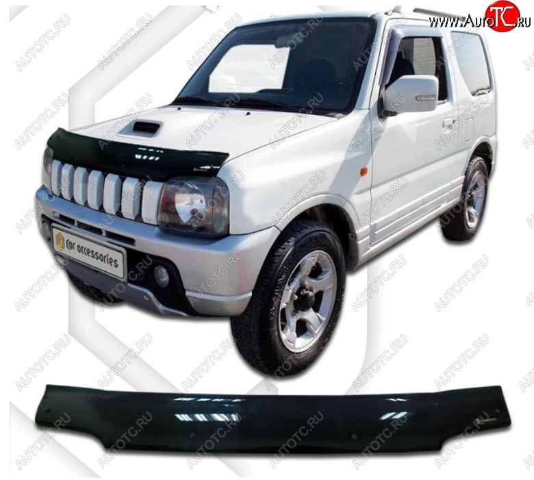 1 759 р. Дефлектор капота CA-Plastiс  Suzuki Jimny  JB23/JB43 (2002-2012) 1-ый рестайлинг (Classic черный, Без надписи)  с доставкой в г. Тамбов