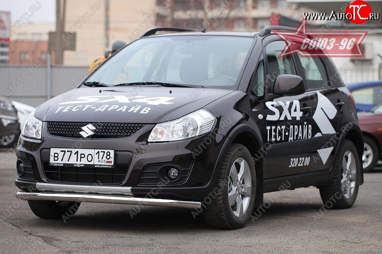 9 404 р. Защита переднего бампера одинарная Souz-96 (d60). Suzuki SX4 JYB, JYA хэтчбэк дорестайлинг (2013-2016)  с доставкой в г. Тамбов