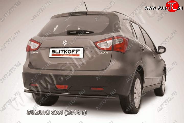 4 799 р. Защита задняя Slitkoff  Suzuki SX4  JYB, JYA (2013-2016) хэтчбэк дорестайлинг (Цвет: серебристый)  с доставкой в г. Тамбов